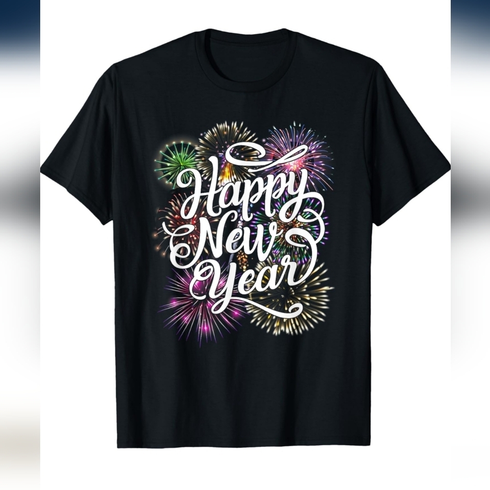 Happy New Year Fireworks T-Shirt Youth Small